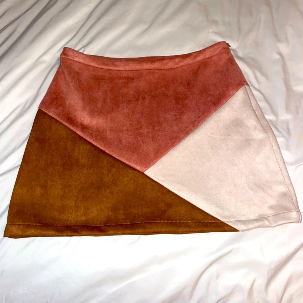 Multicolor Suede Miniskirt